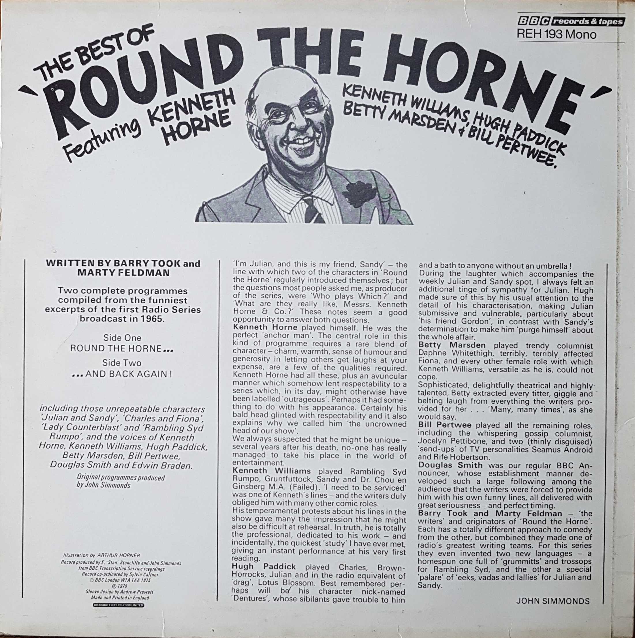 Picture of REH 193 The best of round the Horne by artist Barry Took / Marty Feldman from the BBC records and Tapes library
